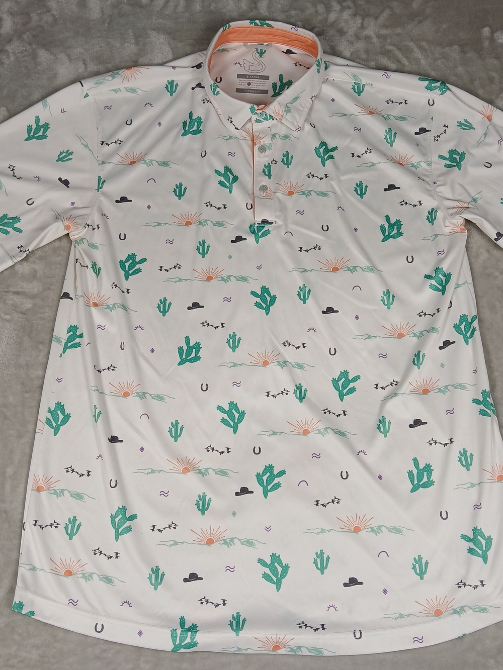 Swannies Performance Polo Shirt XL Men's Western Cowboy All Over Print AOP Golf
